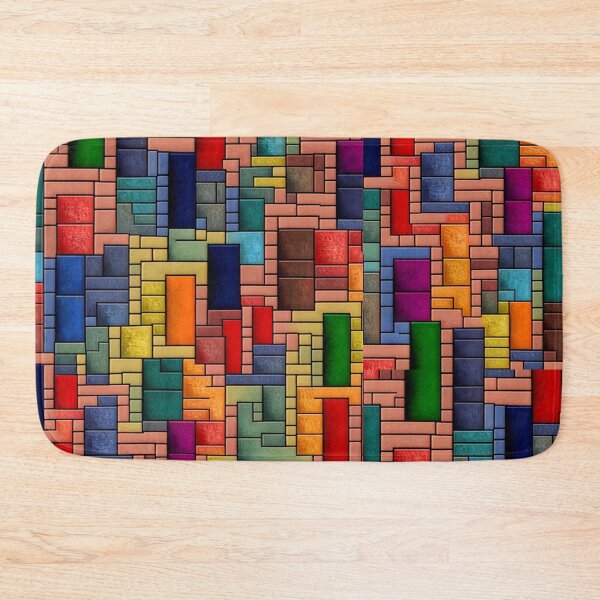 Item preview, fantasy pattern geometric boxes black green blue yellow orange grey colorful designed and sold by G-M-Designs.