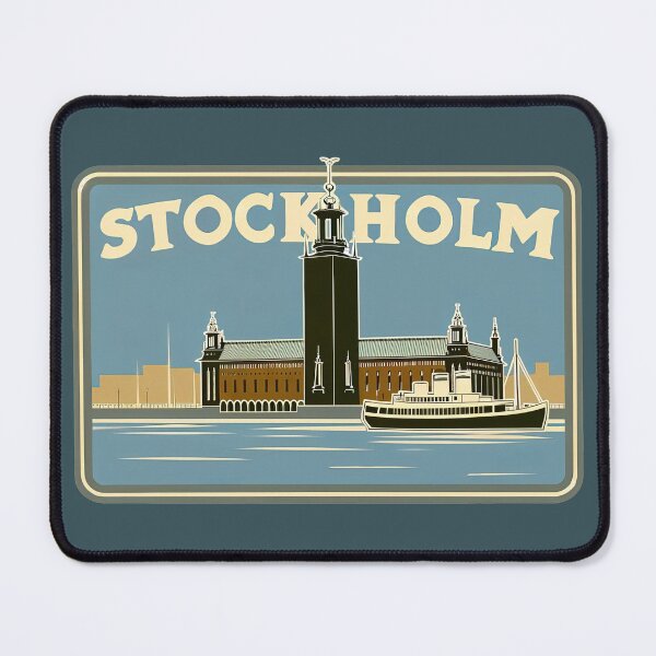 Item preview, Stockholm, Sverige, Stadshuset, Sweden Vintage Travel Decal Sticker designed and sold by Gör Sverige Lagom Igen.