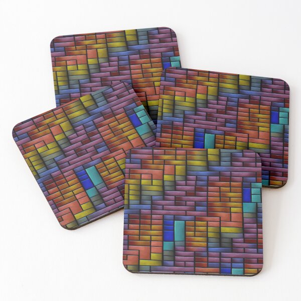 Item preview, fantasy pattern geometric boxes black green blue yellow orange grey colorful designed and sold by G-M-Designs.