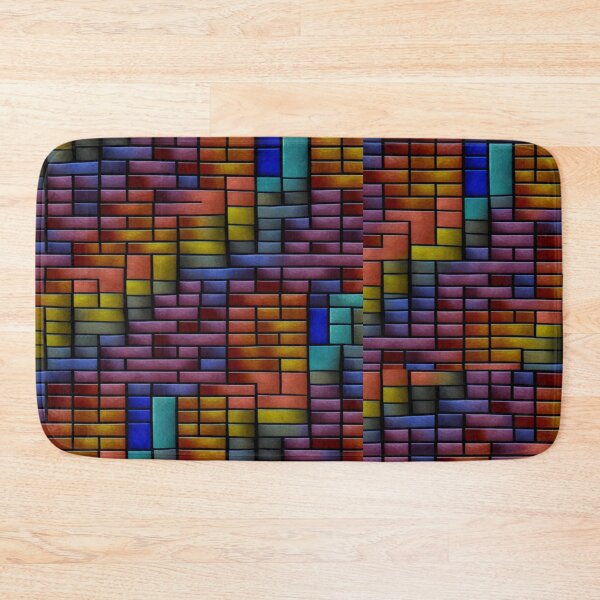 Item preview, fantasy pattern geometric boxes black green blue yellow orange grey colorful designed and sold by G-M-Designs.