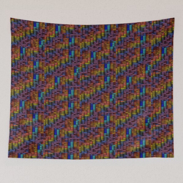 Item preview, fantasy pattern geometric boxes black green blue yellow orange grey colorful designed and sold by G-M-Designs.