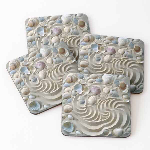 Item preview, Seashell beach decorative design print designed and sold by dcrc.