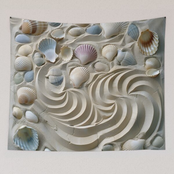 Item preview, Seashell beach decorative design print designed and sold by dcrc.