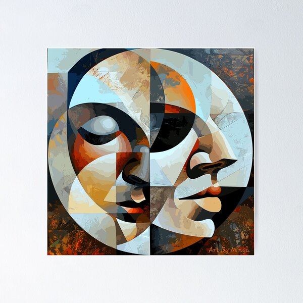 Artikelvorschau, Kunst von Minga "Face to Face" Abstraktes Design entworfen und verkauft von Artbyminga.
