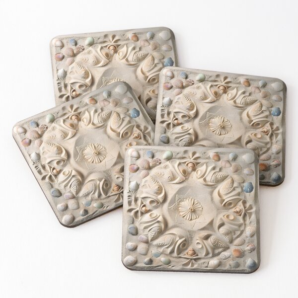 Item preview, Seashell beach decorative design print designed and sold by dcrc.