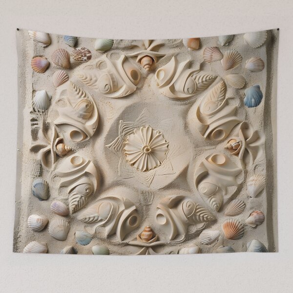 Item preview, Seashell beach decorative design print designed and sold by dcrc.