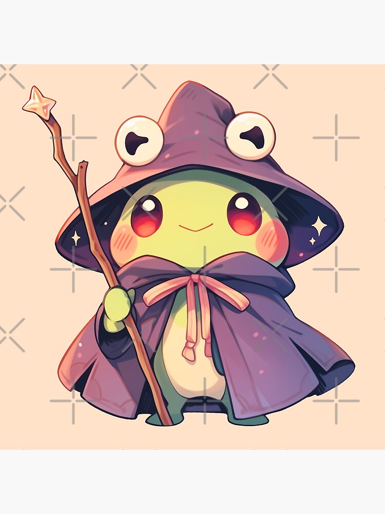 Cute Kawaii Happy Froggy Wizard Frog in Purple Accents