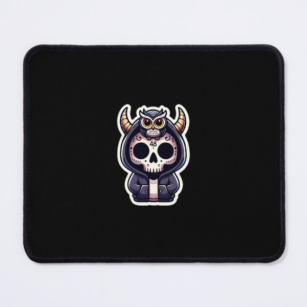 Item preview, Whimsical Fusion 48: Horned Skull & Cute Owl Sugar Skull, day of the dead owl designed and sold by MrDarkRealm.