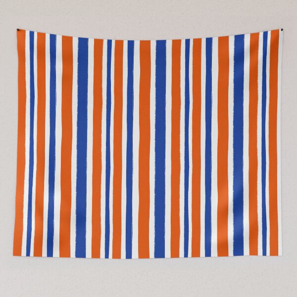 Item preview, Cobalt Blue and Orange Stripes Freehand designed and sold by OneThreeSix.