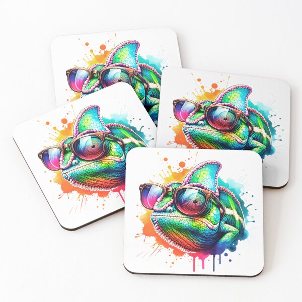 Item preview, Watercolor Chameleon Wearing Sunglasses designed and sold by TheAnimalZ00.