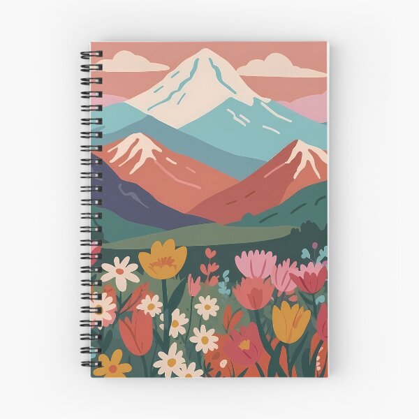 Item preview, Campo de flores coloridas y montañas. designed and sold by VintageFlow.