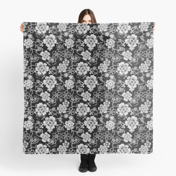Item preview, Floral Lace - White on Black designed and sold by thegirlyshoppe.