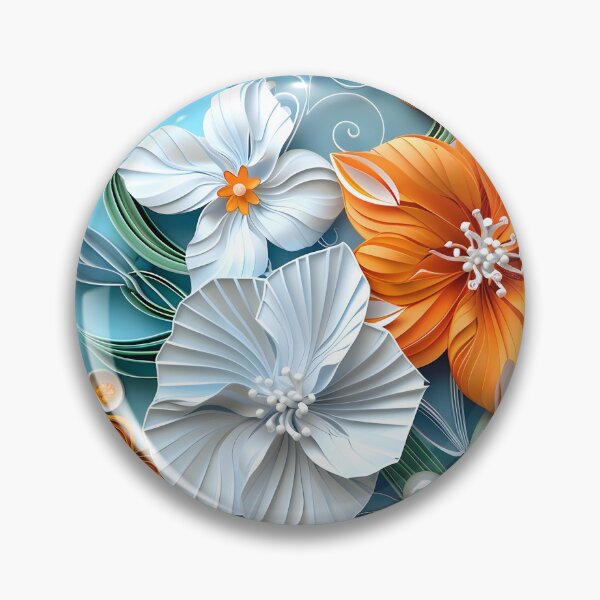 Item preview, Bright orange, teal and white pearl flowers designed and sold by dcrc.