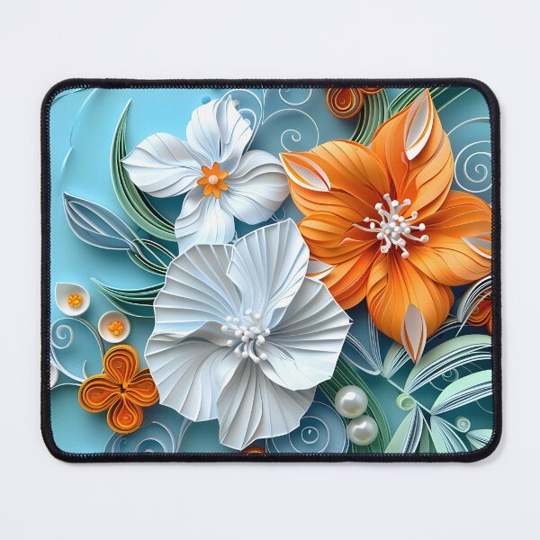 Item preview, Bright orange, teal and white pearl flowers designed and sold by dcrc.