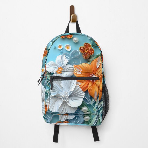 Item preview, Bright orange, teal and white pearl flowers designed and sold by dcrc.