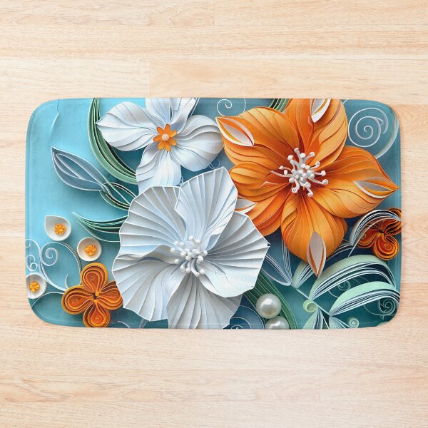 Item preview, Bright orange, teal and white pearl flowers designed and sold by dcrc.