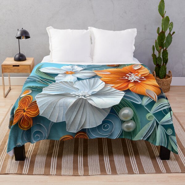 Item preview, Bright orange, teal and white pearl flowers designed and sold by dcrc.