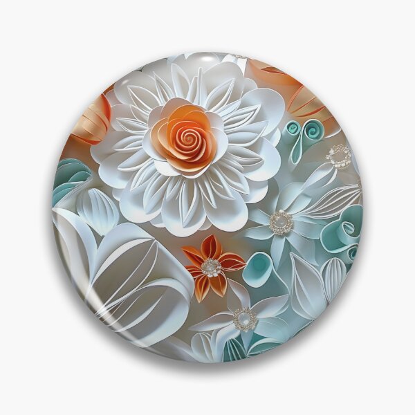 Item preview, Bright orange, teal and white pearl flowers designed and sold by dcrc.