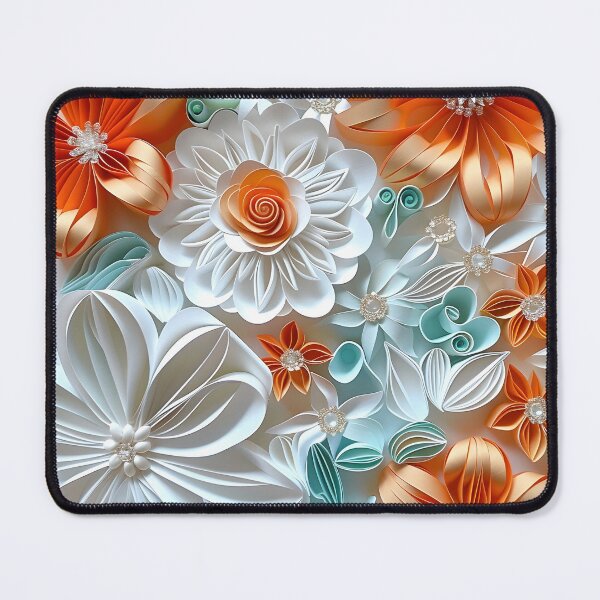 Item preview, Bright orange, teal and white pearl flowers designed and sold by dcrc.