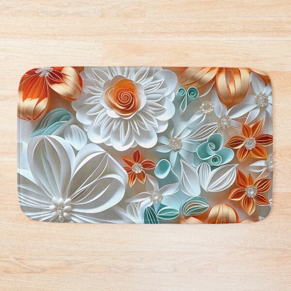 Item preview, Bright orange, teal and white pearl flowers designed and sold by dcrc.