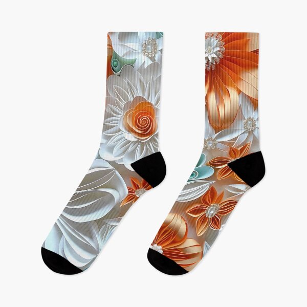 Item preview, Bright orange, teal and white pearl flowers designed and sold by dcrc.