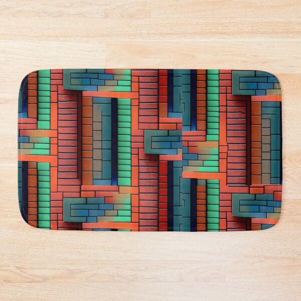 Item preview, fantasy pattern geometric boxes black green blue yellow orange grey colorful designed and sold by G-M-Designs.