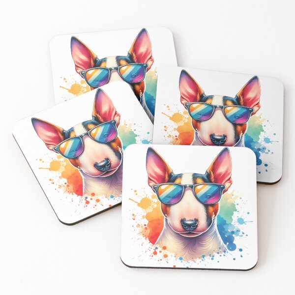 Artikelvorschau, Aquarell-Miniatur-Bullterrier mit Sonnenbrille entworfen und verkauft von TheAnimalZ00.