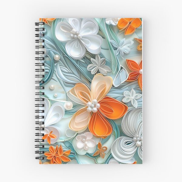 Item preview, bright orange, teal and white pearl flowers designed and sold by dcrc.