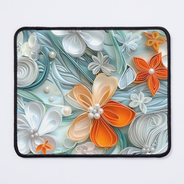 Item preview, bright orange, teal and white pearl flowers designed and sold by dcrc.