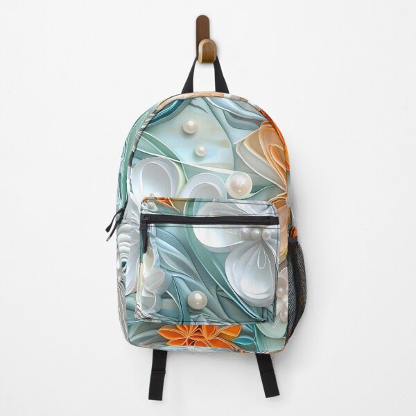 Item preview, bright orange, teal and white pearl flowers designed and sold by dcrc.