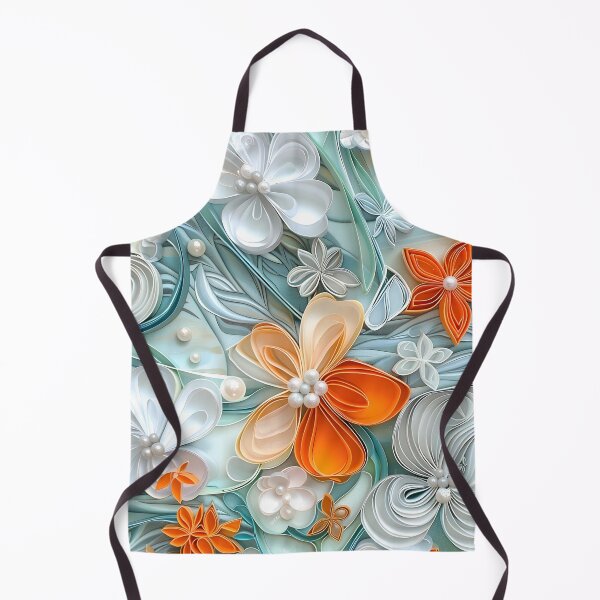 Item preview, bright orange, teal and white pearl flowers designed and sold by dcrc.