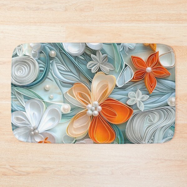 Item preview, bright orange, teal and white pearl flowers designed and sold by dcrc.