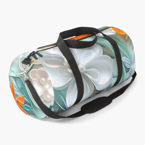 Item preview, bright orange, teal and white pearl flowers designed and sold by dcrc.