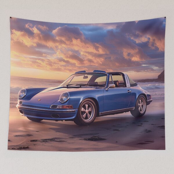 Item preview, Vintage Porsche 911 Targa Beach Sunset designed and sold by OwnByCats.