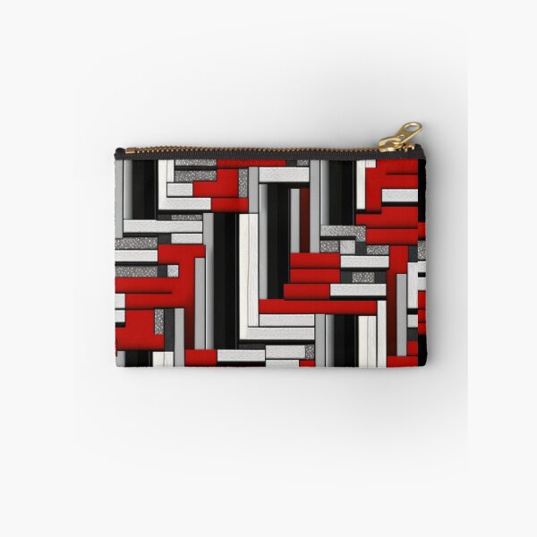 Item preview, Fantasy pattern geometry boxes black gray white red herringbone designed and sold by G-M-Designs.