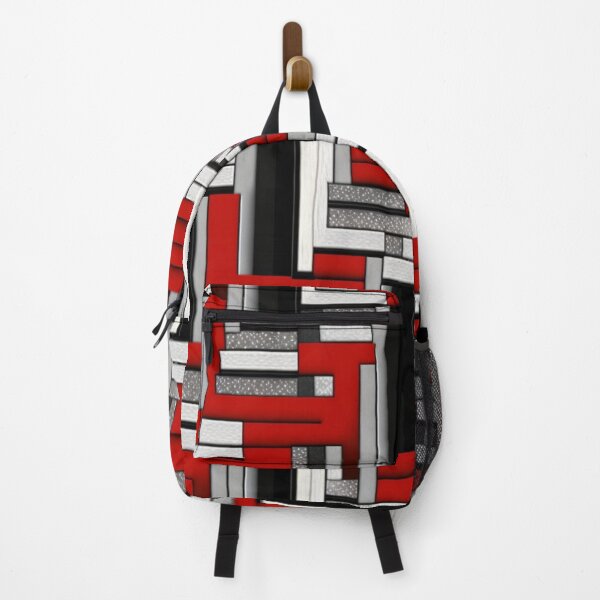 Item preview, Fantasy pattern geometry boxes black gray white red herringbone designed and sold by G-M-Designs.