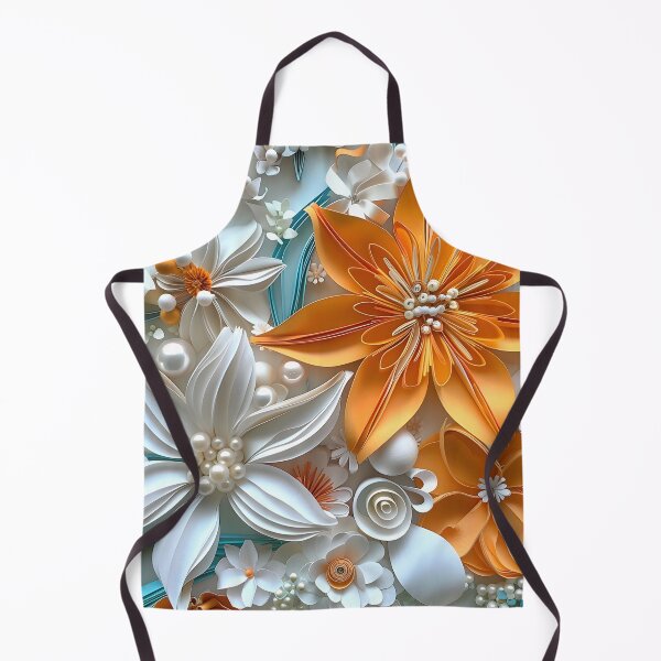 Item preview, bright orange, teal and white pearl flowers designed and sold by dcrc.