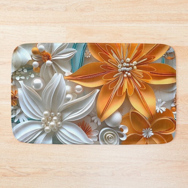 Item preview, bright orange, teal and white pearl flowers designed and sold by dcrc.