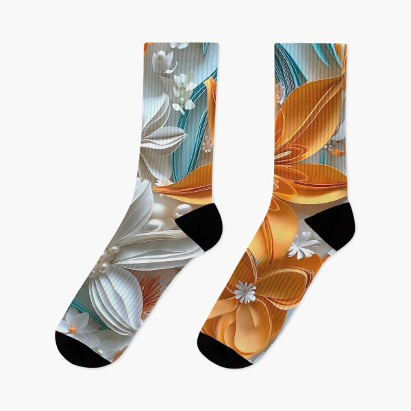 Item preview, bright orange, teal and white pearl flowers designed and sold by dcrc.