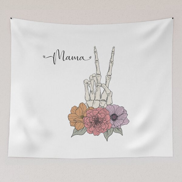 Item preview, Cool Skeleton Mama with flowers, peace designed and sold by LuxTeesNThings.