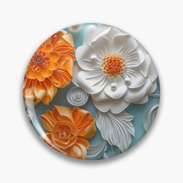 Item preview, bright orange, teal and white pearl flowers designed and sold by dcrc.