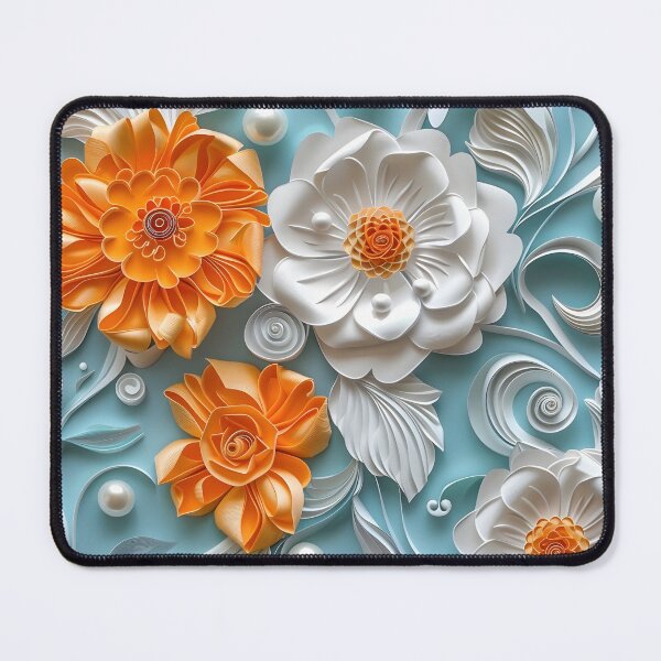 Item preview, bright orange, teal and white pearl flowers designed and sold by dcrc.