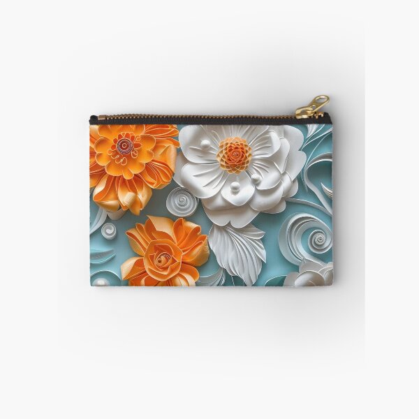 Item preview, bright orange, teal and white pearl flowers designed and sold by dcrc.