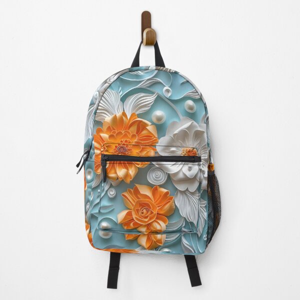 Item preview, bright orange, teal and white pearl flowers designed and sold by dcrc.