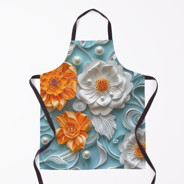 Item preview, bright orange, teal and white pearl flowers designed and sold by dcrc.