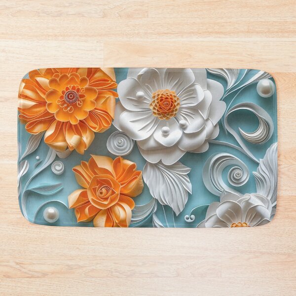 Item preview, bright orange, teal and white pearl flowers designed and sold by dcrc.