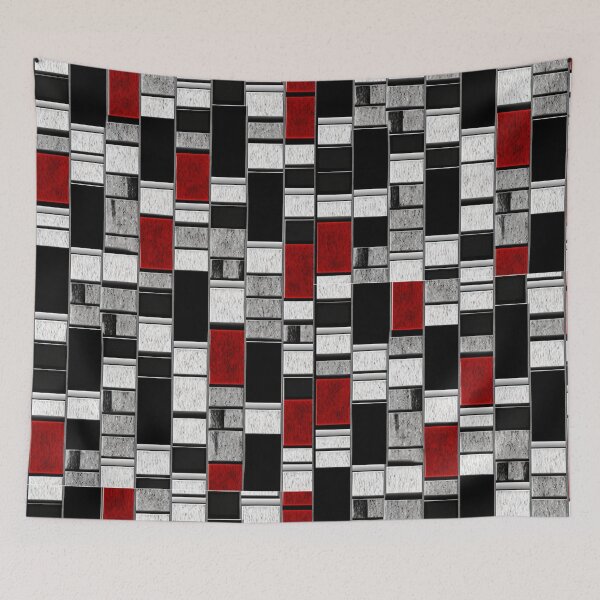 Artikelvorschau, Fantasiemuster Geometrik Kästen schwarz weiß grau entworfen und verkauft von G-M-Designs.