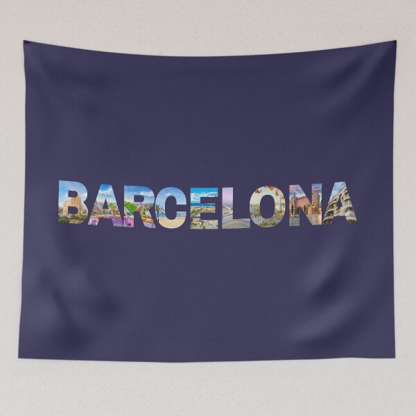 Item preview, World Travel Typography Europe Vacation Spain Barcelona designed and sold by LEILA ART SPACE.