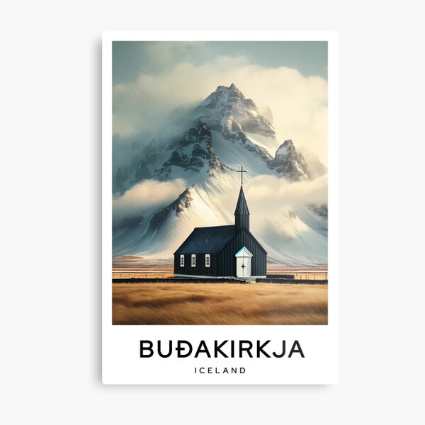 Item preview, Black Church  Iceland- Digital Travel Poster designed and sold by TravelMarvel.