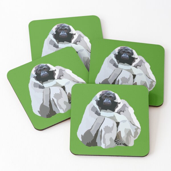 Item preview, P is for Pileated Gibbon,Pileated Gibbon Artwork – Graceful Primate Illustration and Wildlife Design designed and sold by PrettylittlepastelUk.